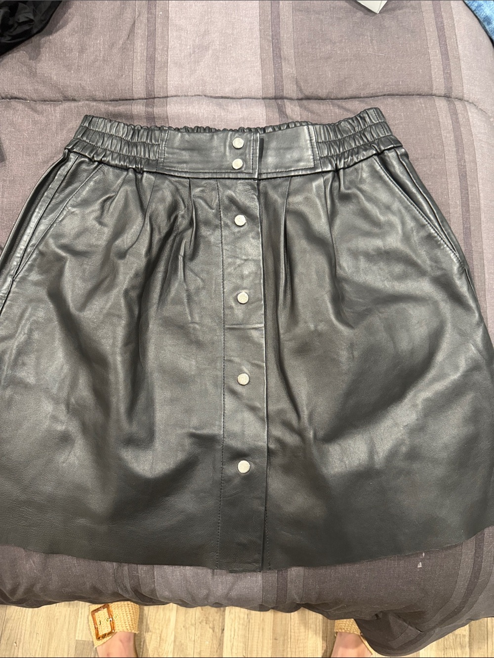 Ba&sh brand new Black Faux Leather Button-Front Women's Skirt